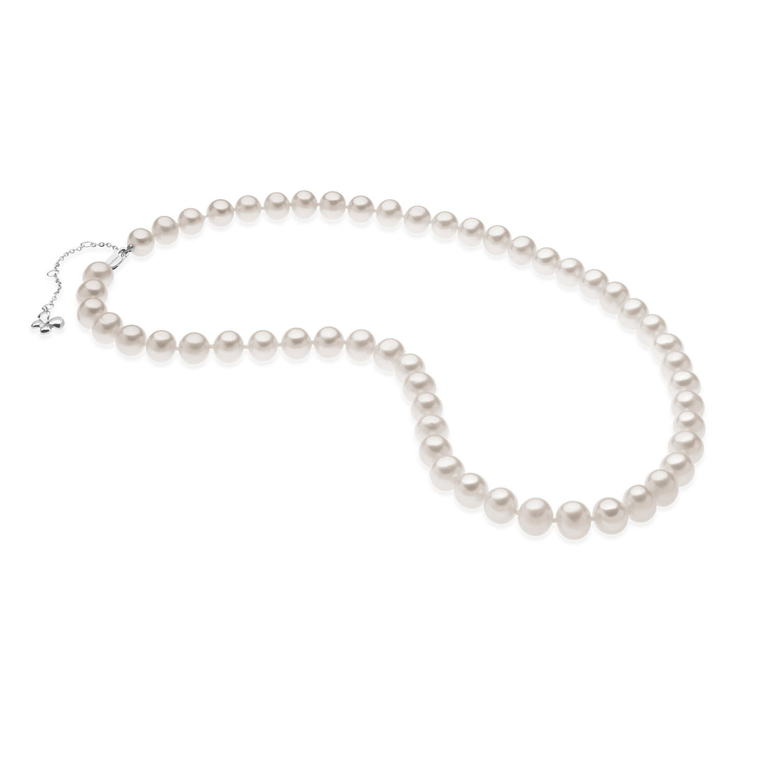 Comete Collana Filo Perle in Oro bianco con farfalla FWQ234