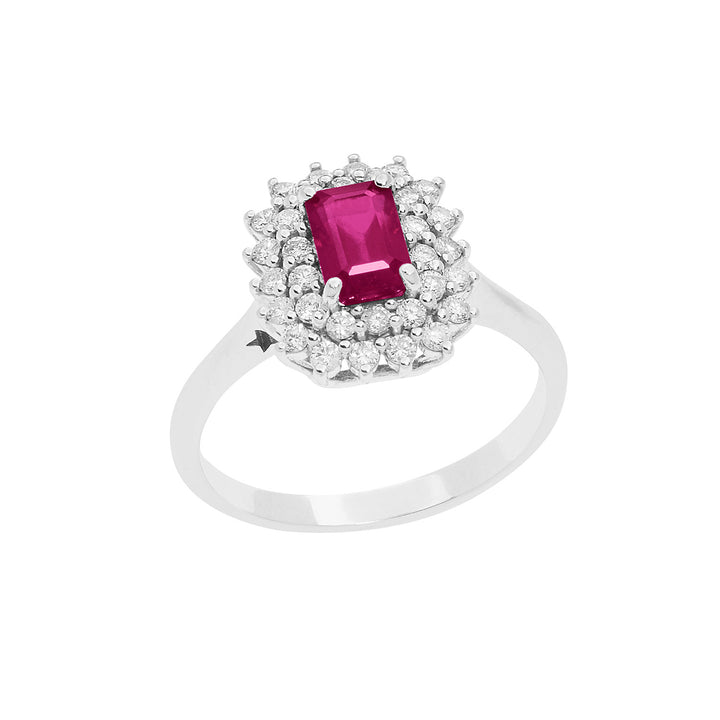 Comete Anello in Oro Diamanti e Rubino ottagonale ANB2624