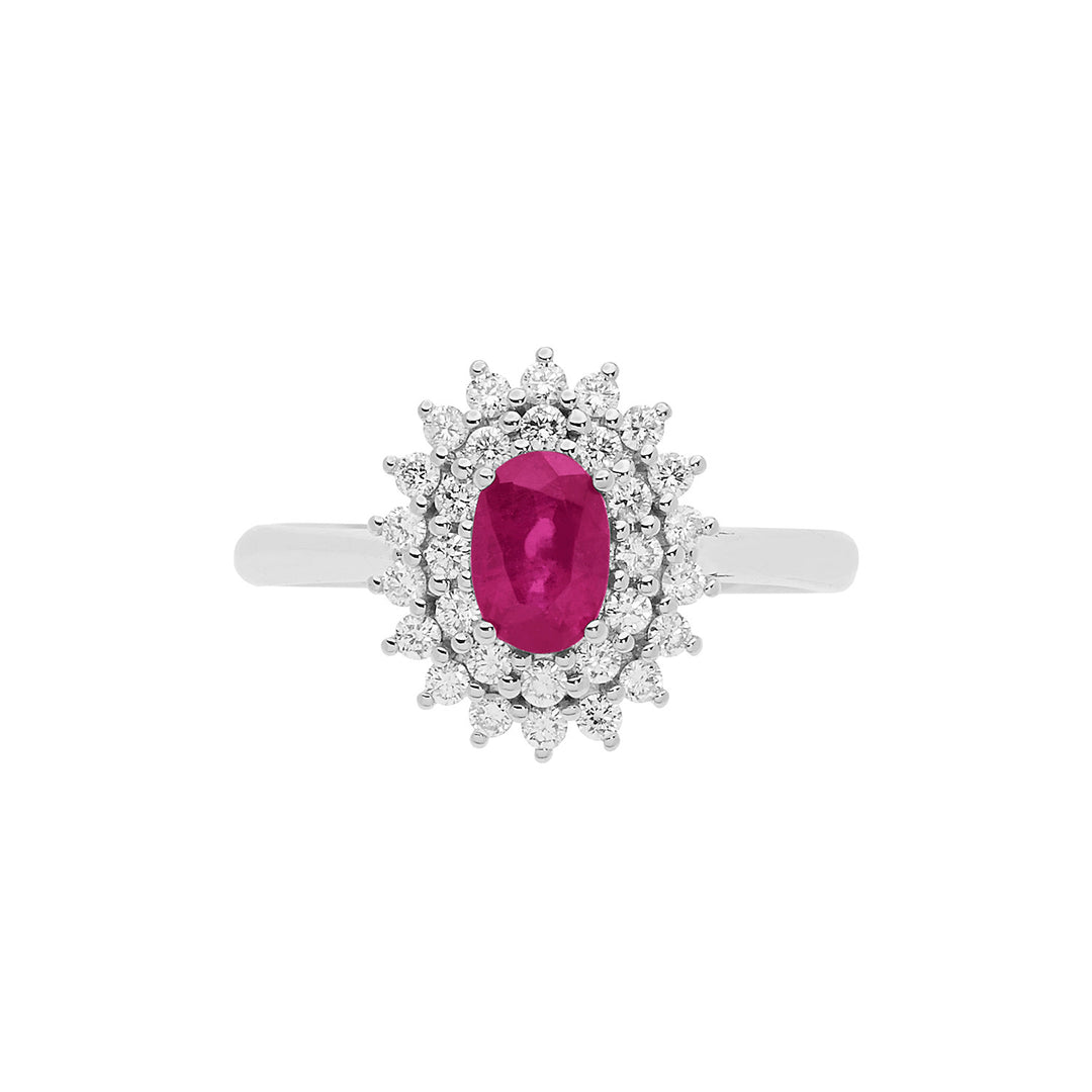 Comete Anello in Oro Diamanti e Rubino ovale ANB2622