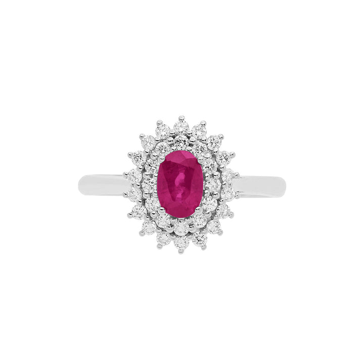 Comete Anello in Oro Diamanti e Rubino ovale ANB2622