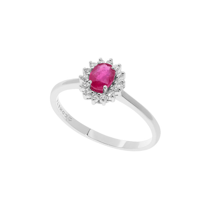 Comete Anello in Oro Diamanti e Rubino ovale ANB2573