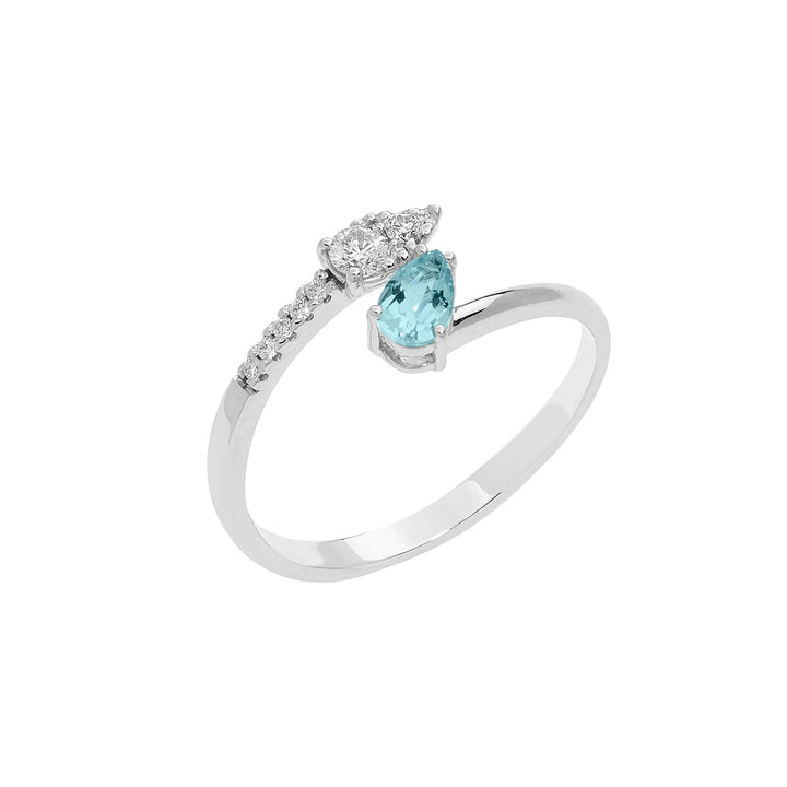 Comete Anello in Oro Diamanti e Acquamarina Goccia ANQ326