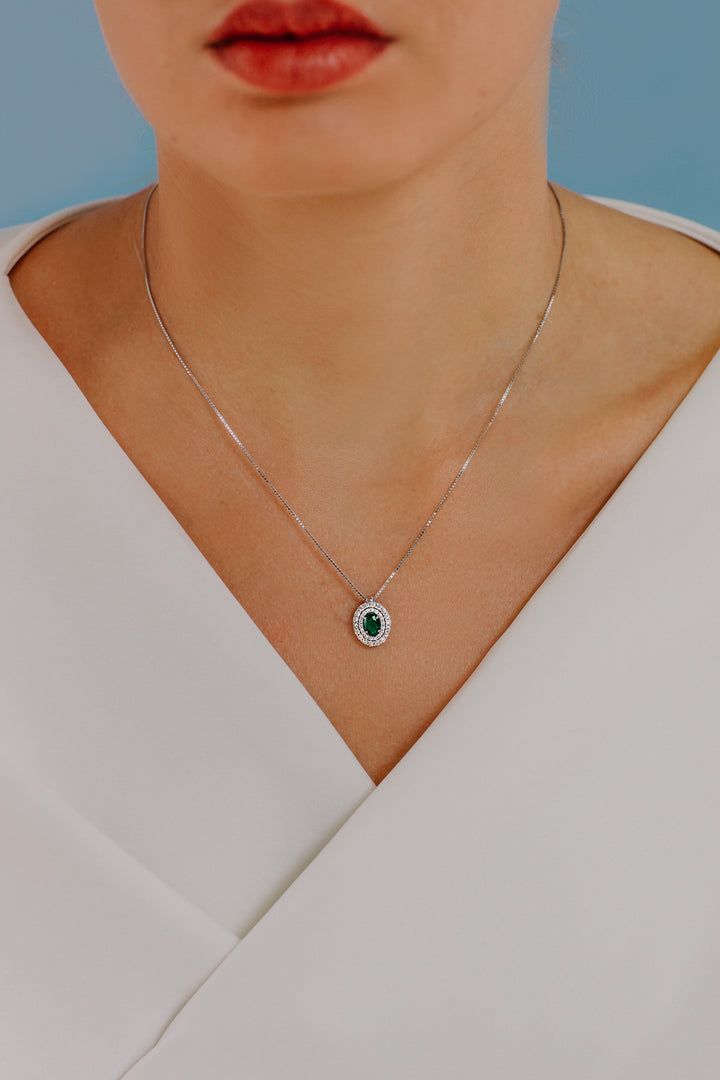 Comete Girocollo in Oro Diamanti e Smeraldo ovale GLB1472S3