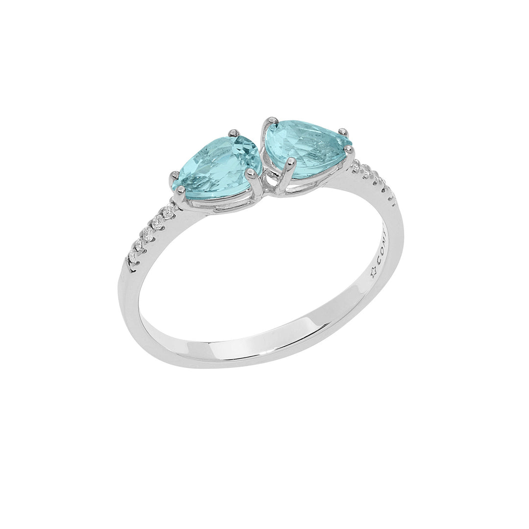Comete Anello in Oro Diamanti e Acquamarina Goccia ANQ328