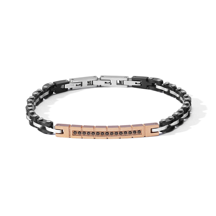 Comete Bracciale Acciaio con pvd nero, rosè e zirconi neri UBR1191