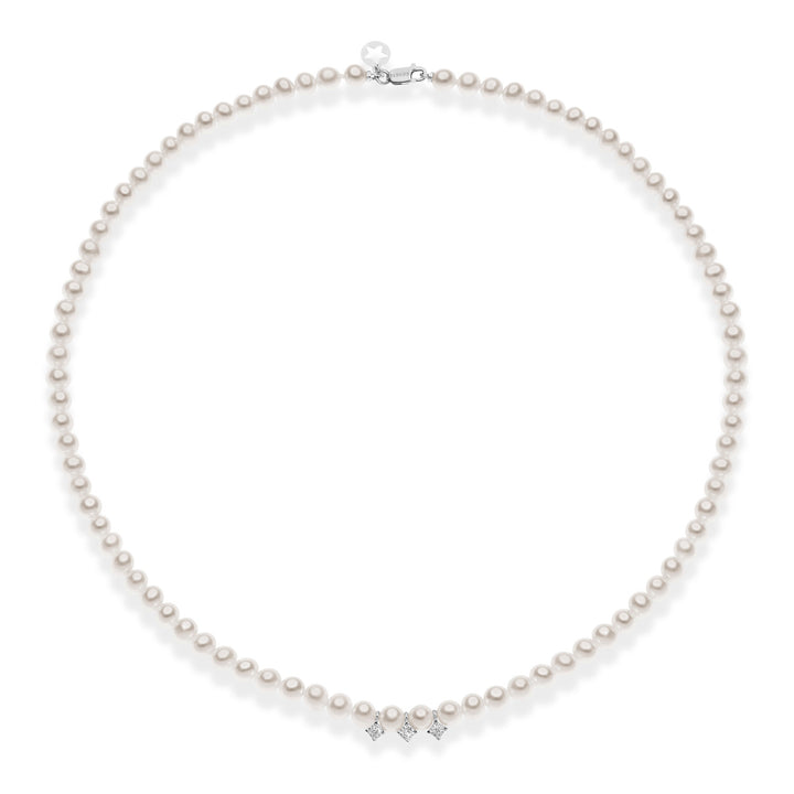 Comete Collana Filo Perle Acquadolce in Oro e Diamanti FWQ321