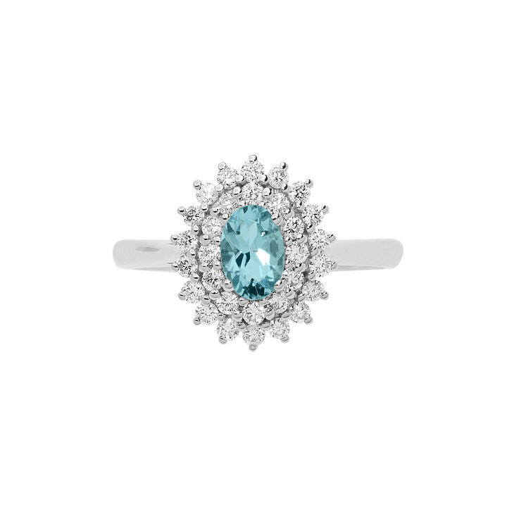 Comete Anello in Oro Diamanti Acquamarina ovale ANQ323