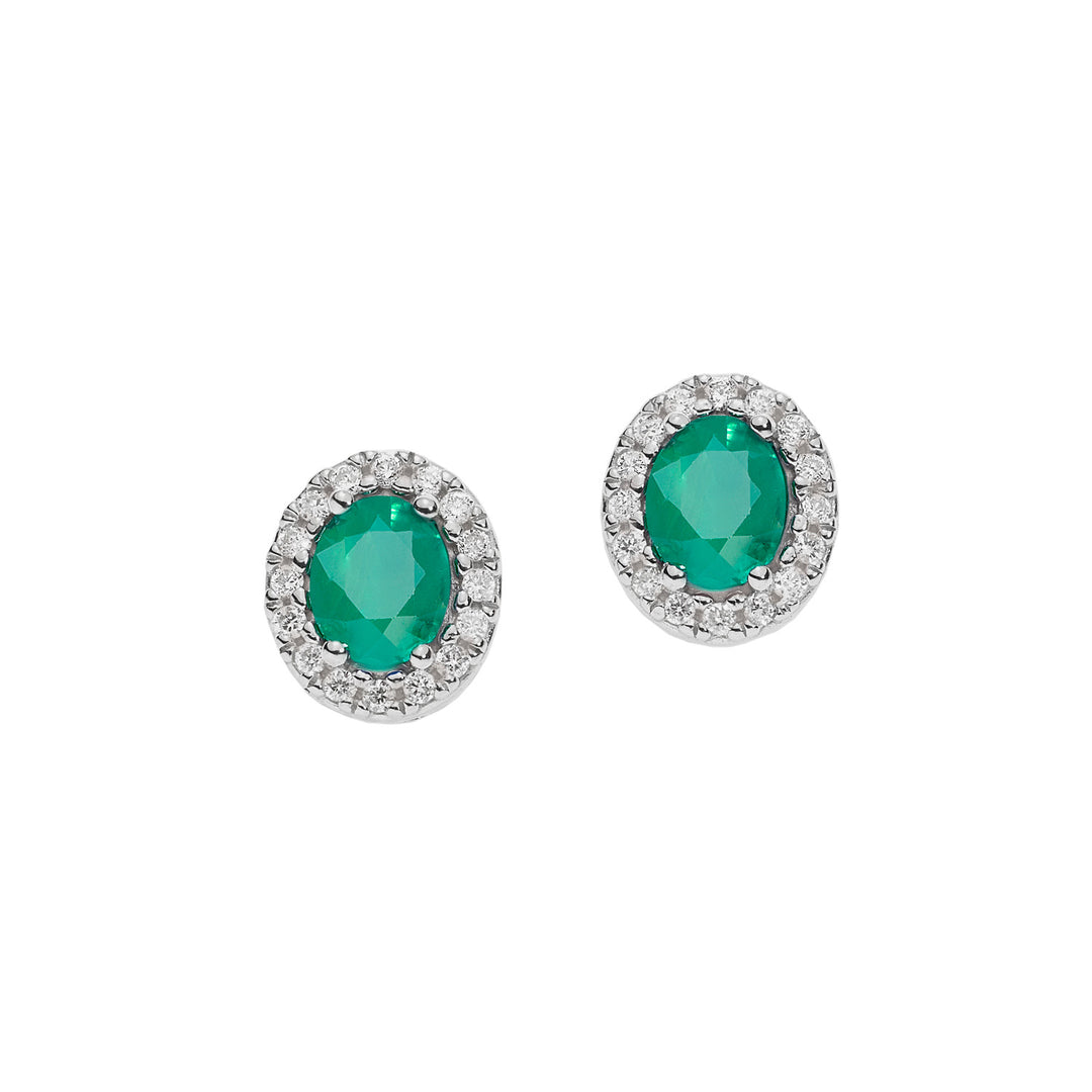 Comete Orecchini in Oro con Diamanti e Smeraldi ovali ORB1119S3