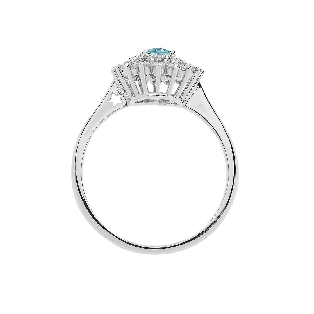 Comete Anello in Oro Diamanti Acquamarina ovale ANQ323