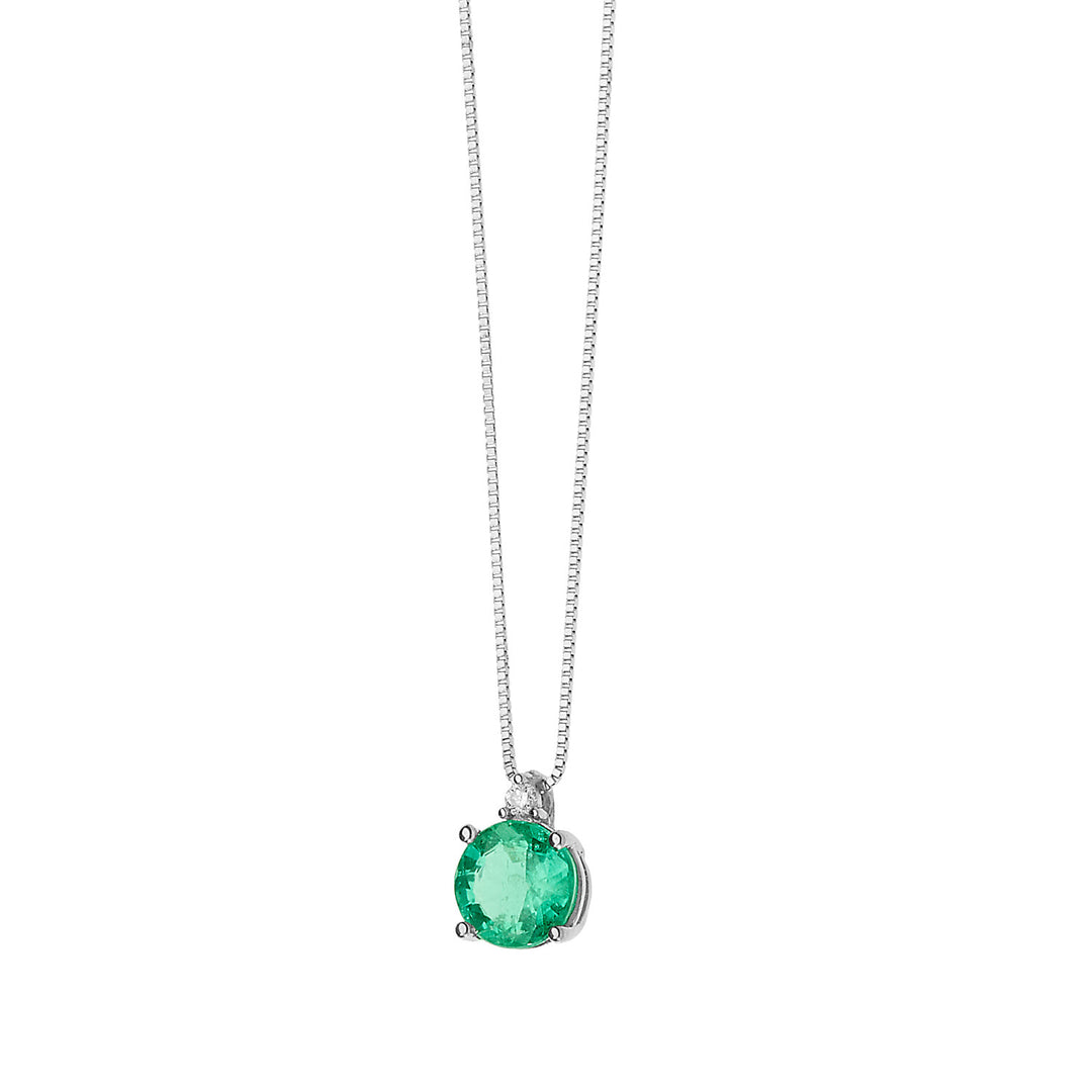 Comete Collana in Oro Diamante e Smeraldo tondo GLB1382