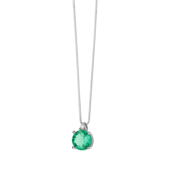 Comete Collana in Oro Diamante e Smeraldo tondo GLB1382