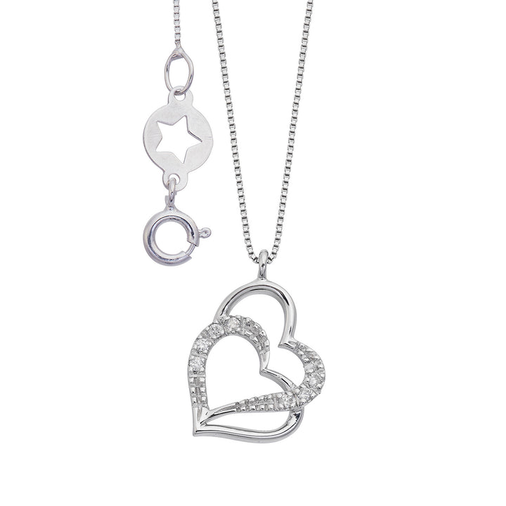 Comete Collana cuore doppio in Oro bianco 750‰ e Diamanti GLB1649
