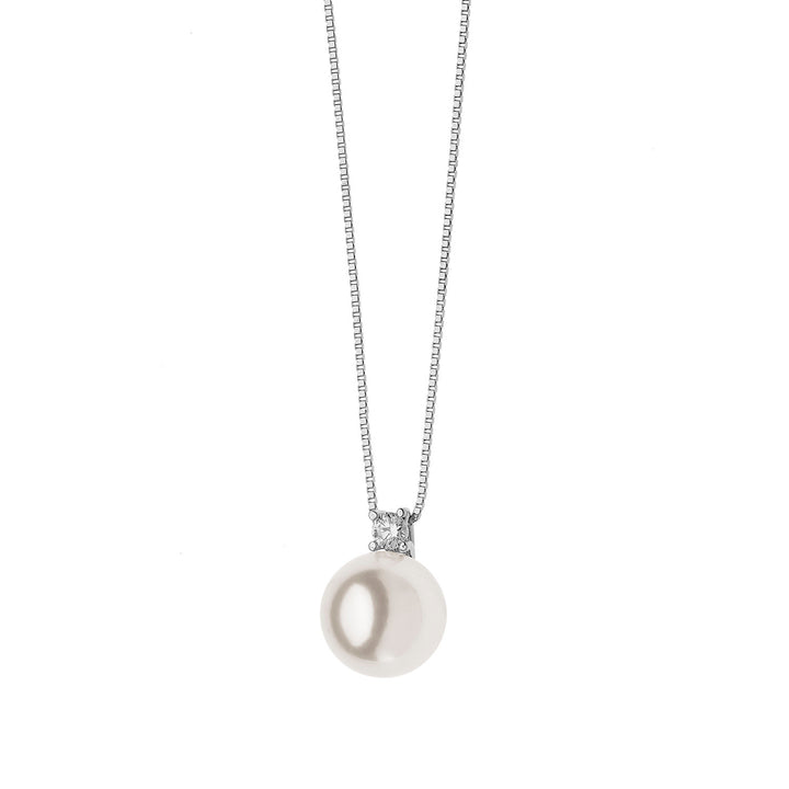 Comete Girocollo Punto luce Perla Akoya in Oro e Diamante GLP539