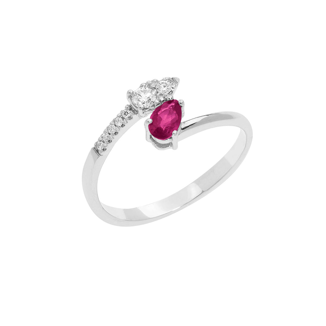 Comete Anello in Oro Diamanti e Rubino Goccia ANB2630