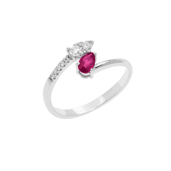 Comete Anello in Oro Diamanti e Rubino Goccia ANB2630