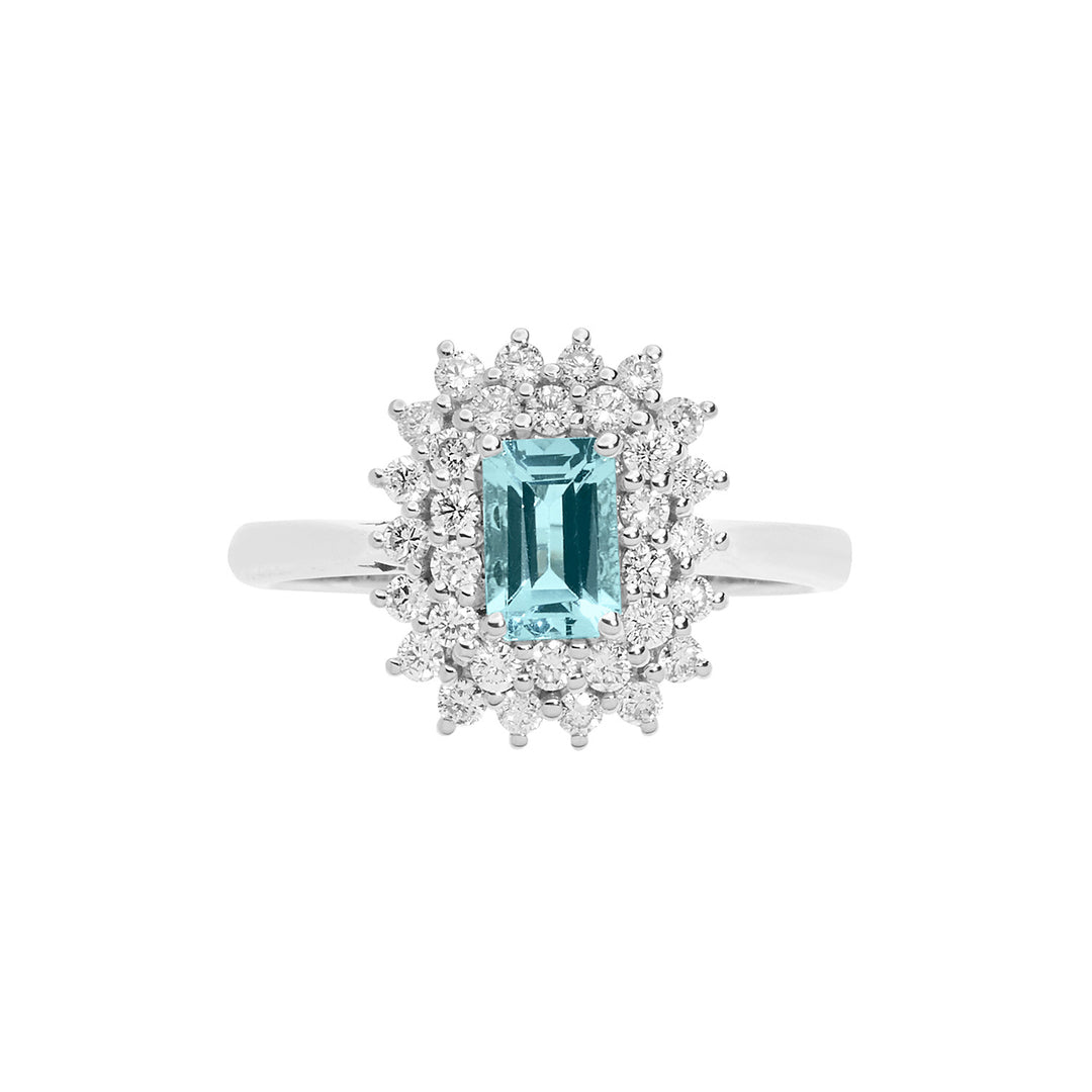 Comete Anello in Oro Diamanti e Acquamarina ottagonale ANQ324