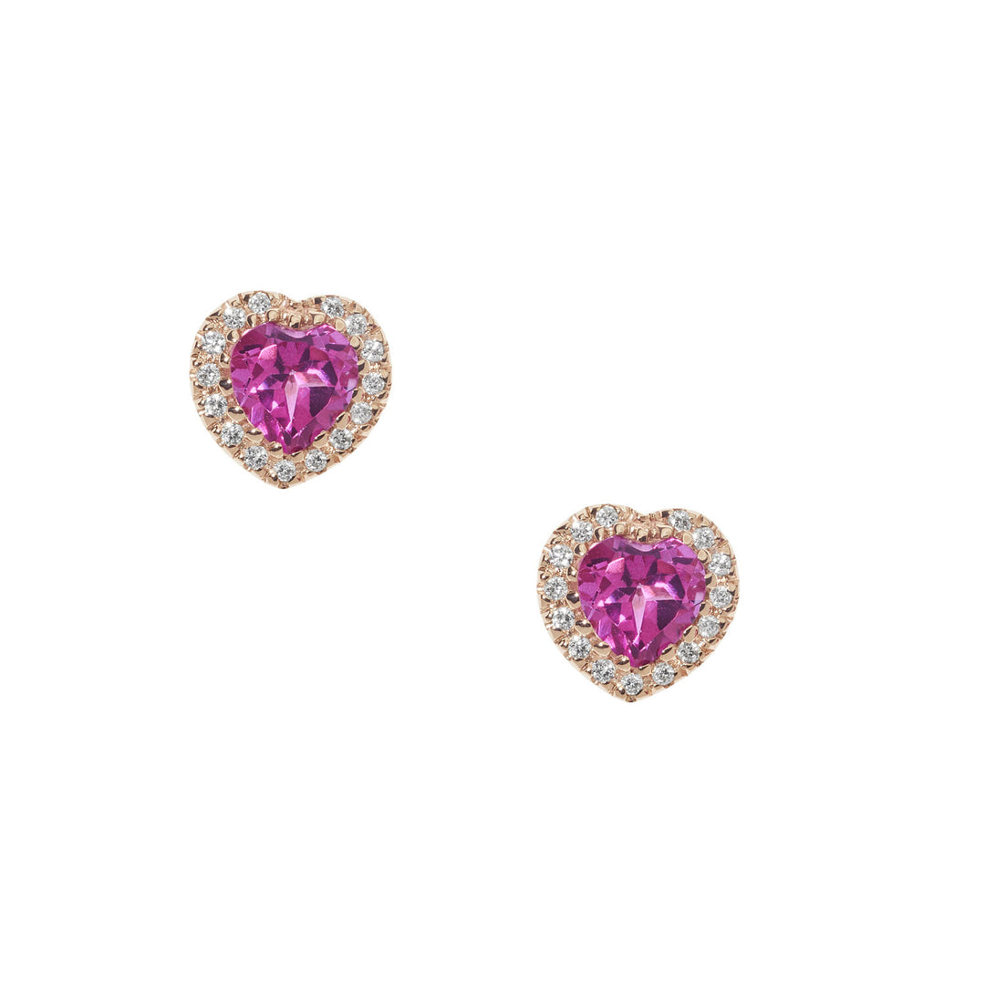 Comete Orecchini in Oro Diamanti e Topazi Rosa cuore ORB1036