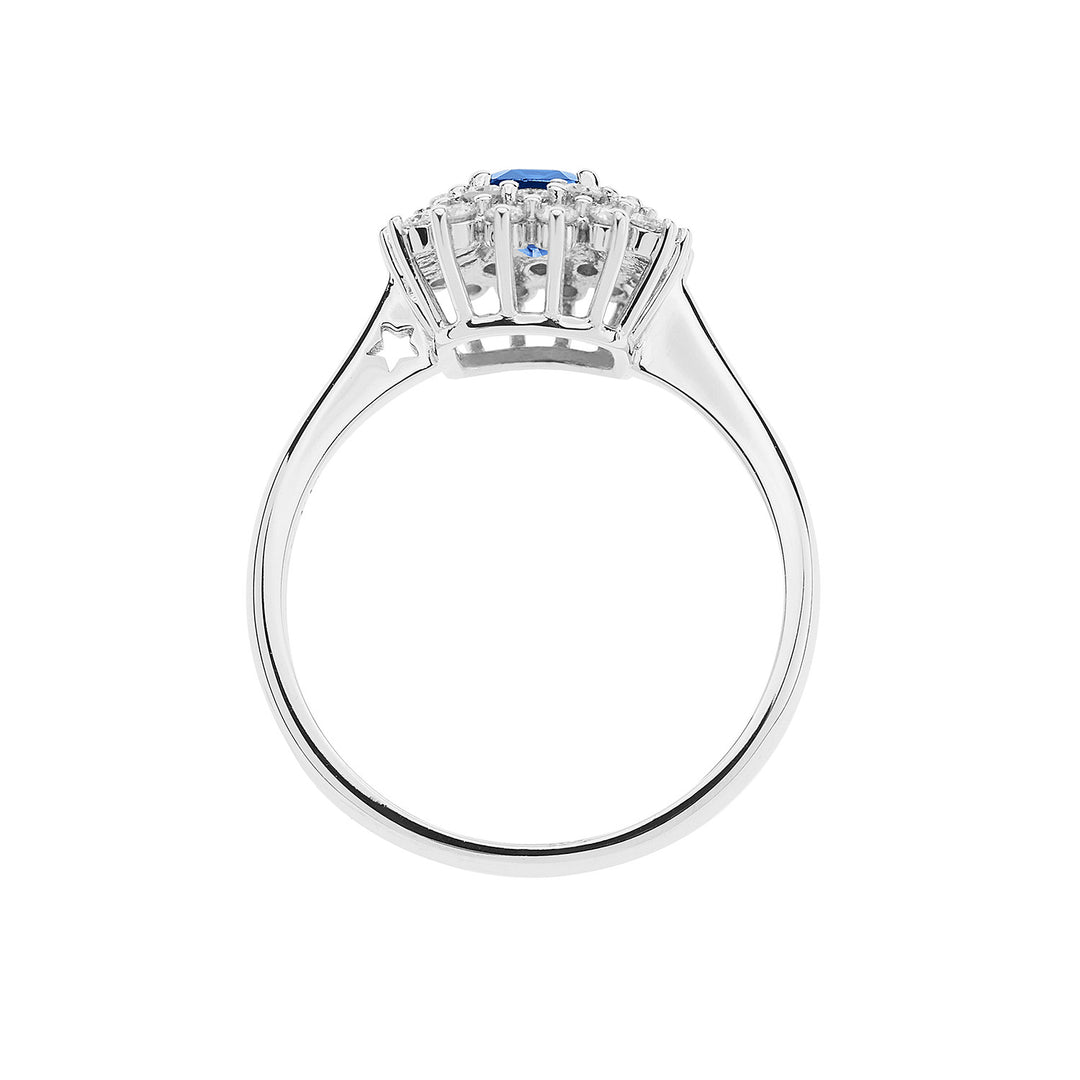 Comete Anello in Oro Diamanti e Zaffiro ottagonale ANB2623