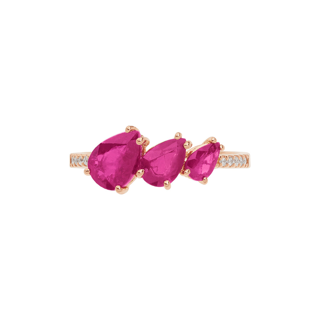 Comete Anello in Oro rosa Diamanti e Rubini Goccia ANB2638