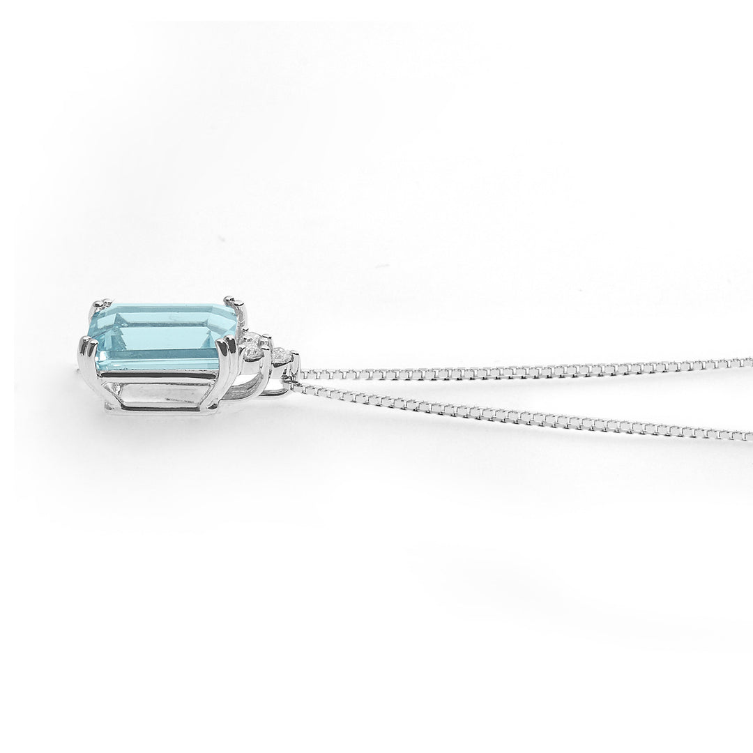 Comete Girocollo in Oro Diamanti e Acquamarina ottagonale GLQ301