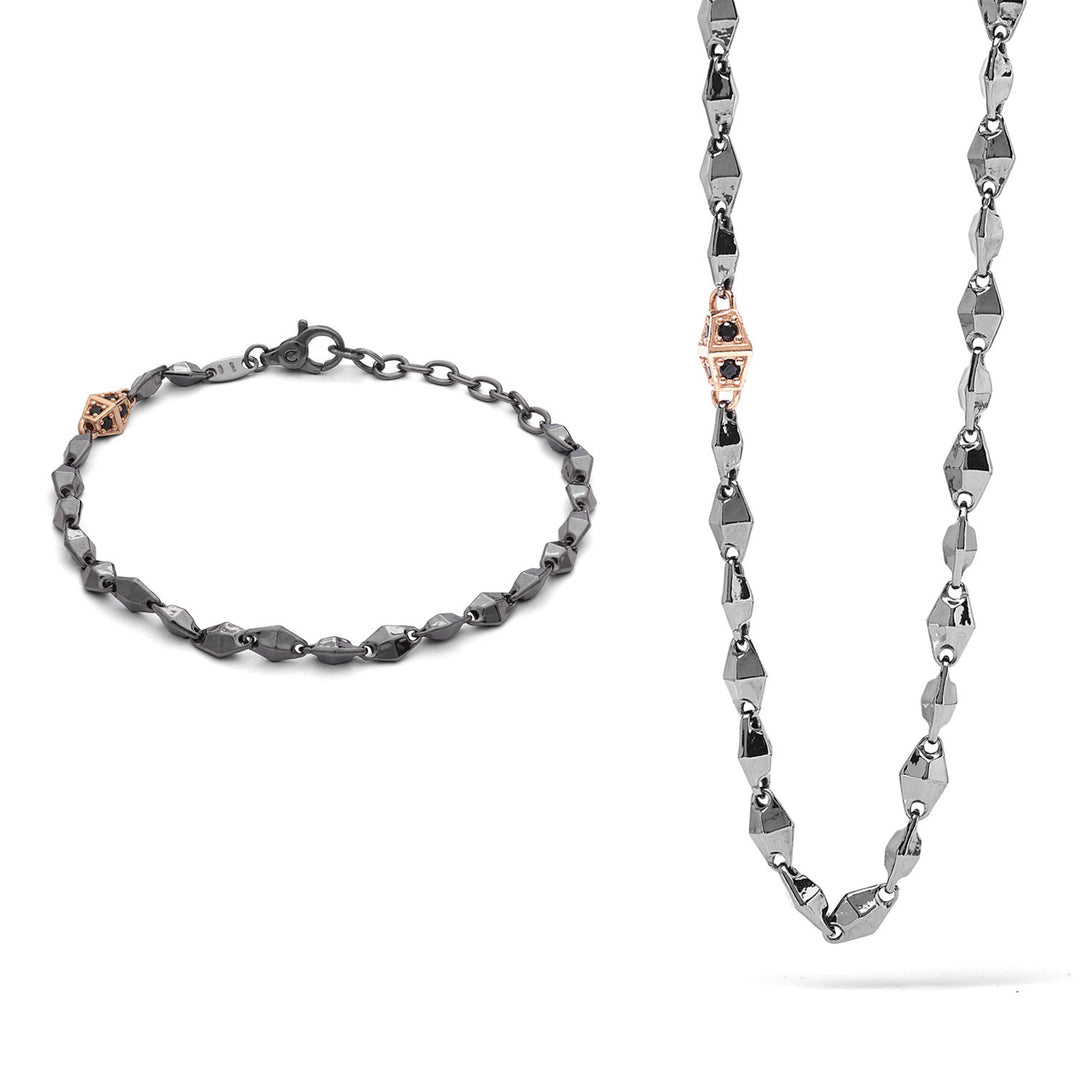 Comete Bracciale e Collana Royal in Argento rosè e brunito con zirconi KIT6991008