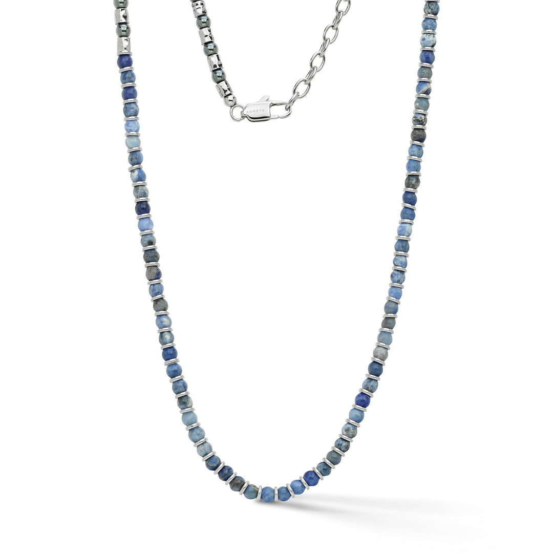 Comete Girocollo in acciaio con sodalite ed ematite UGL775