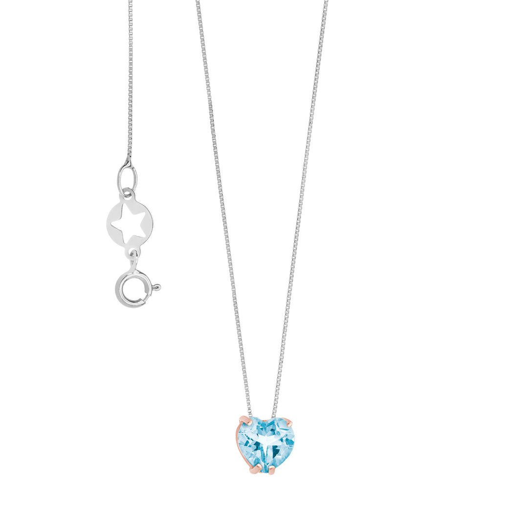 Comete Collana in Oro rosa e Topazio Azzurro Cuore GLB1546