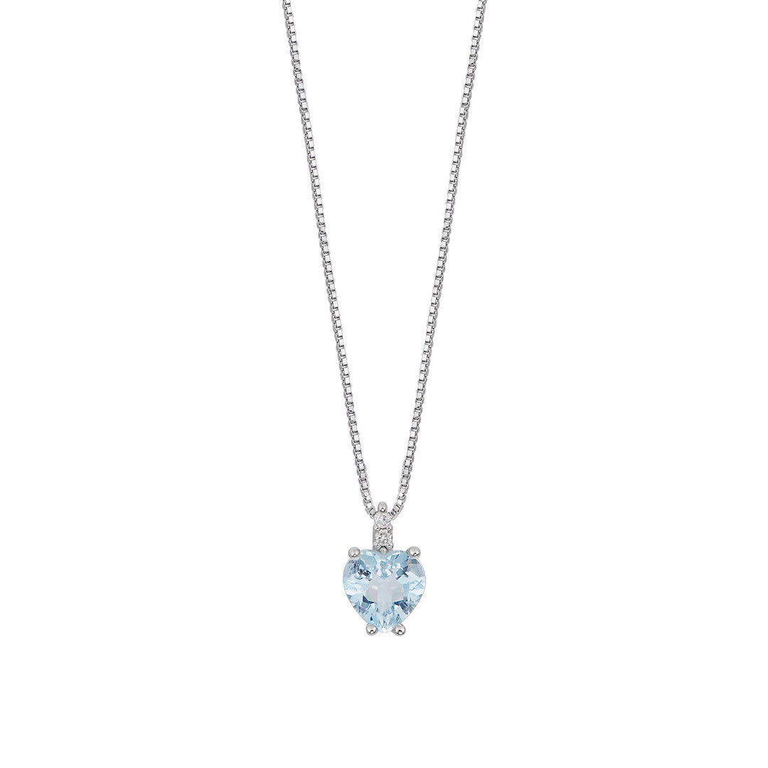 Comete Collana in Oro 750‰, Diamanti e Acquamarina cuore GLQ306