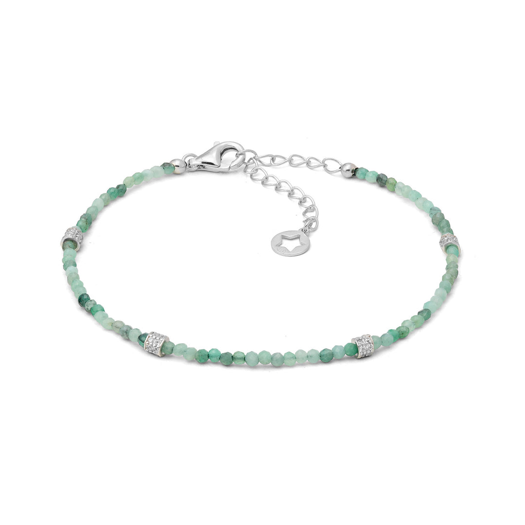 Comete Bracciale in argento 925‰ con radice di smeraldo e zirconi BRA294