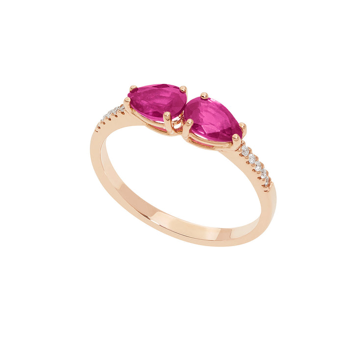 Comete Anello in Oro rosa Diamanti e Rubini Goccia ANB2636
