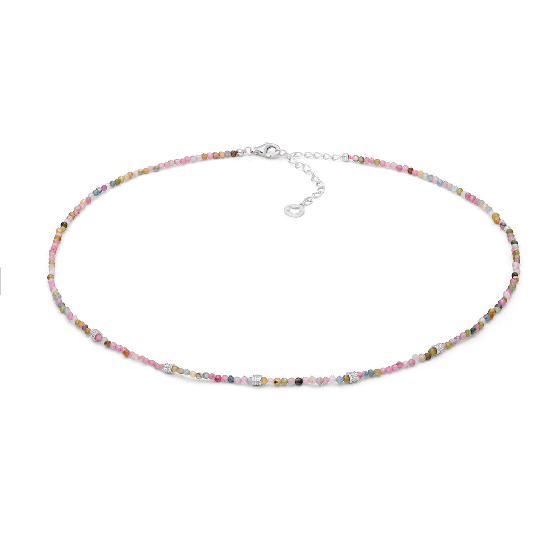 Comete Girocollo in argento 925‰ con tormalina multicolor e zirconi GLA294
