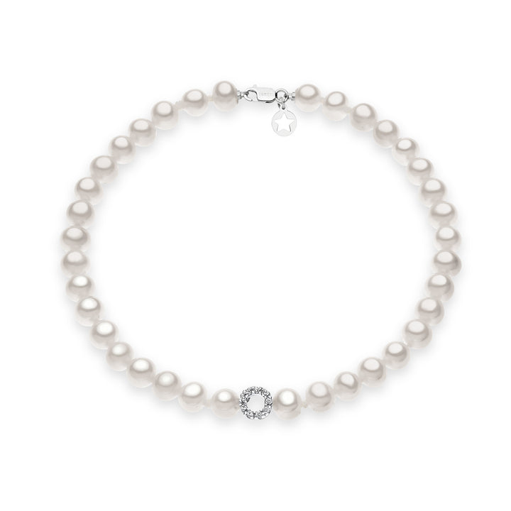 Comete Bracciale Filo Perle Acquadolce in Oro e Diamanti BRQ128