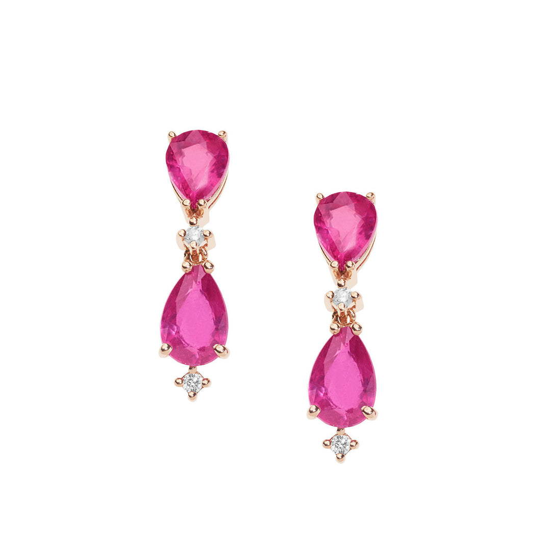 Comete Orecchini in Oro rosa Diamanti e Rubini Goccia ORB1061