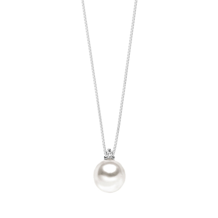 Comete Collana Punto luce Perla in Oro e Diamante GLP432