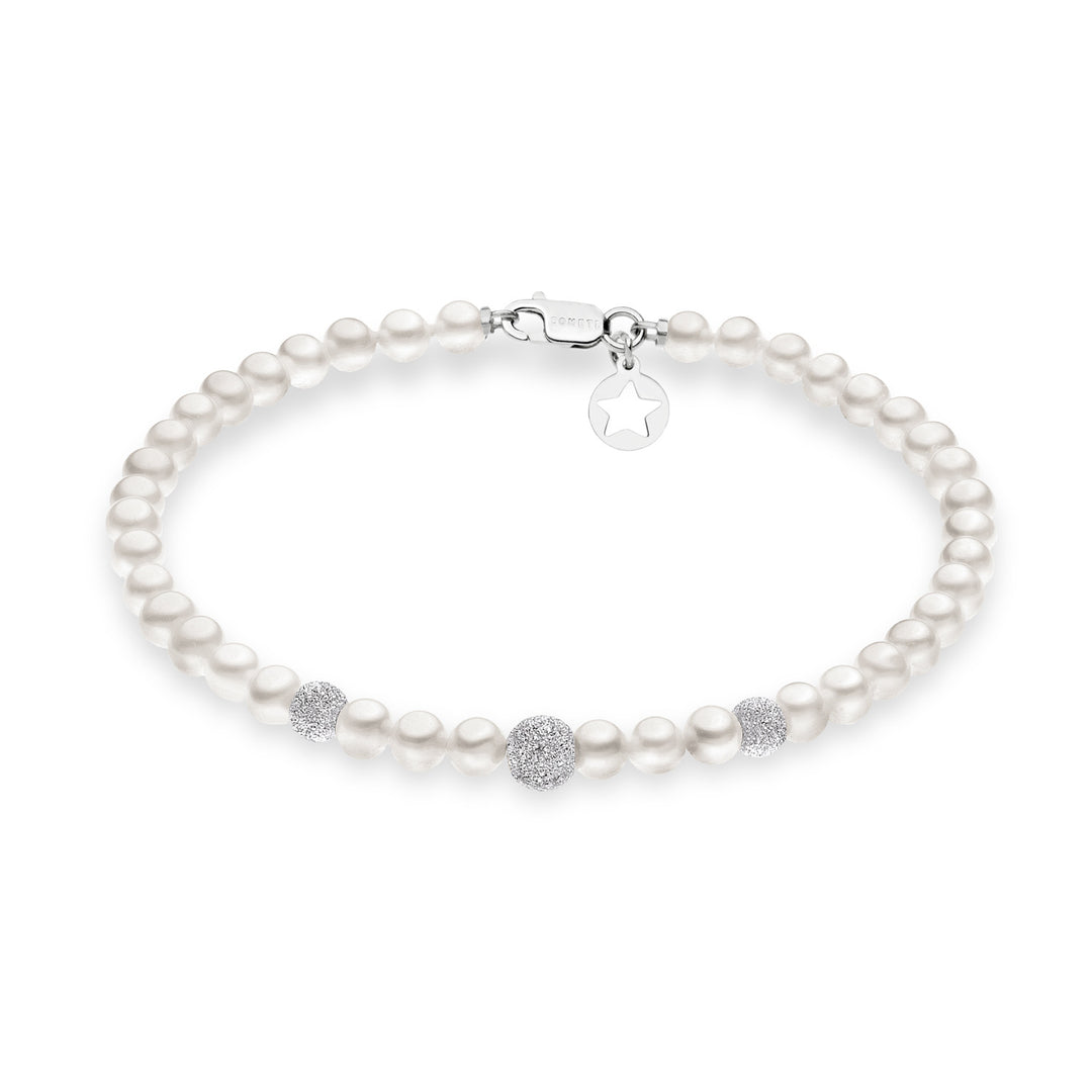 Comete Bracciale Filo Perle Acquadolce in Oro e sfere Diamantate BRQ195B