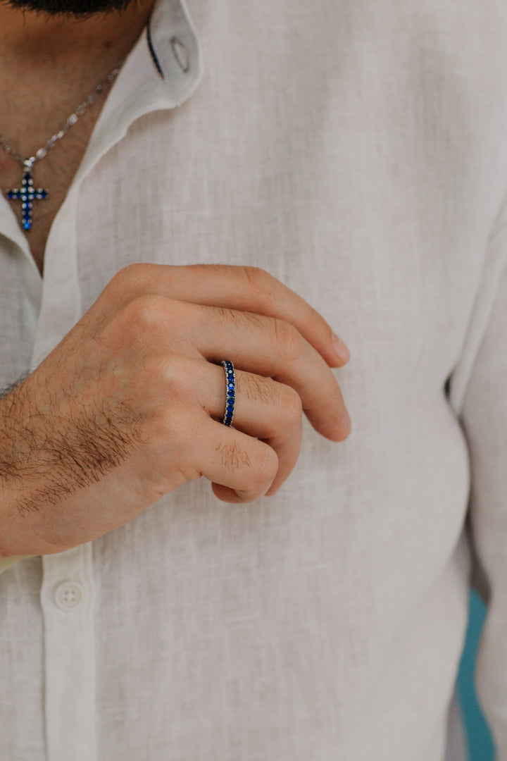 Comete Anello in Argento e zirconi blu UAN124S