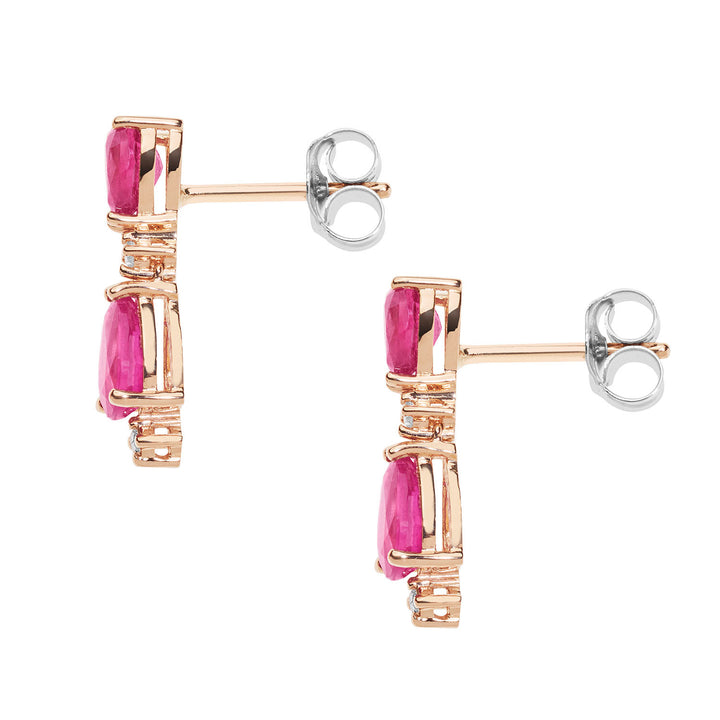 Comete Orecchini in Oro rosa Diamanti e Rubini Goccia ORB1061