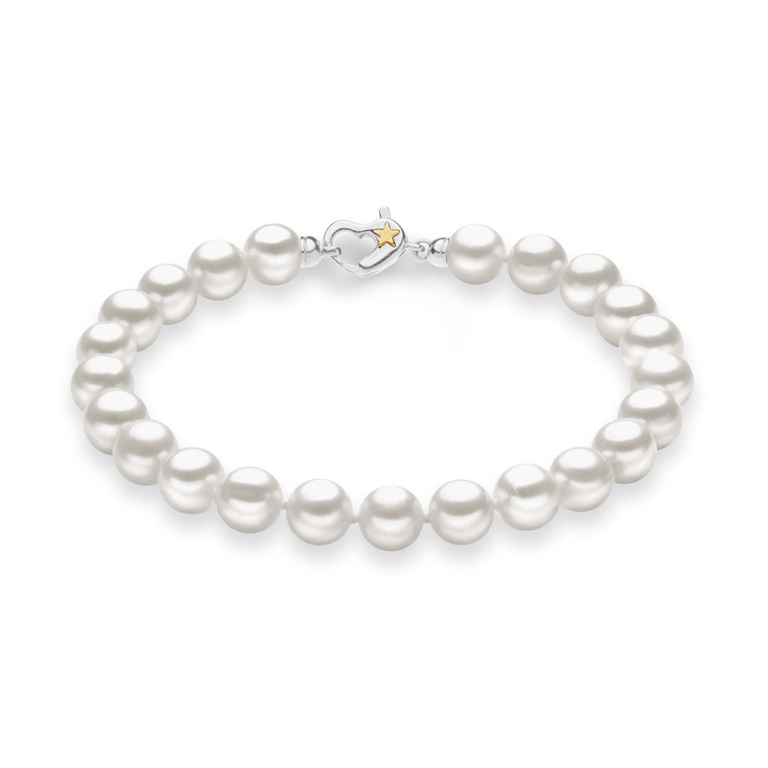 Comete Bracciale Filo Perle Acquadolce in Argento e Stella in Oro giallo 21 cm BRQ31020