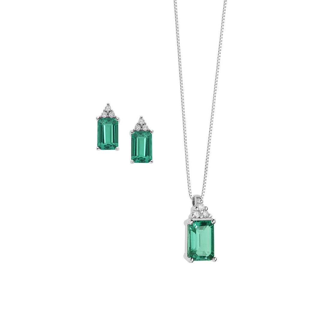 Comete Collana e Orecchini in Smeraldo Ottagonale Oro e Diamanti KIT1438909