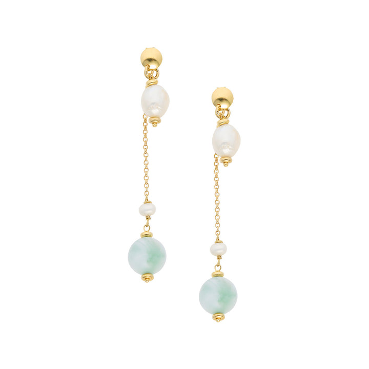 Comete Orecchini Argento 925‰ con Perle Acquadolce, Giada colorata, Angelite ORA228