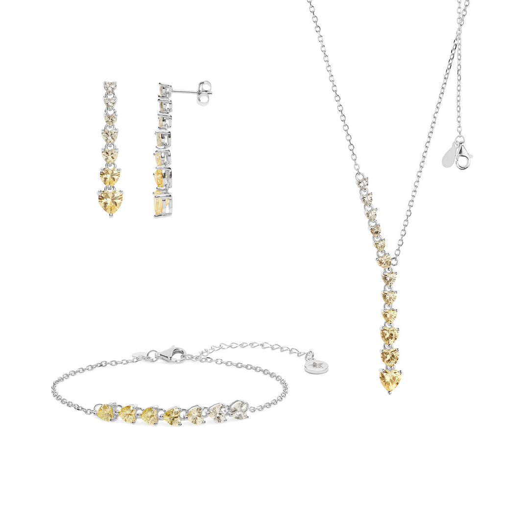 Comete Collana, orecchini e bracciale in Argento con cristalli champagne KIT245194234