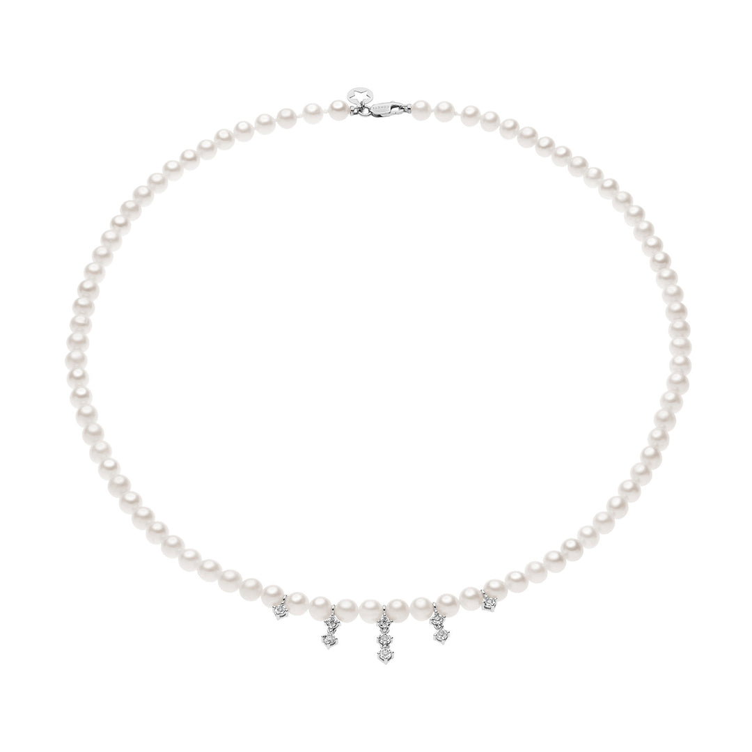 Comete Collana Filo Perle con Diamanti FWQ372