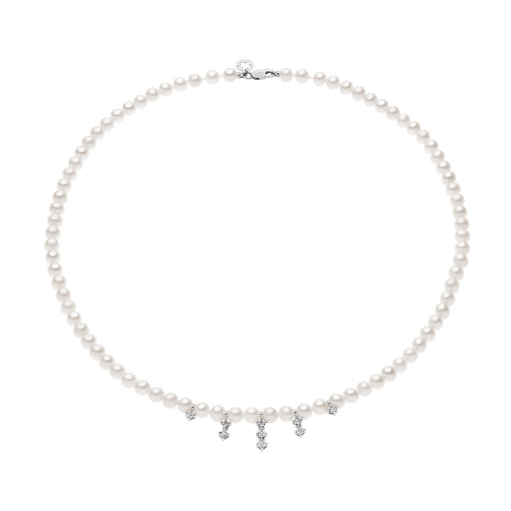 Comete Collana Filo Perle con Diamanti FWQ372