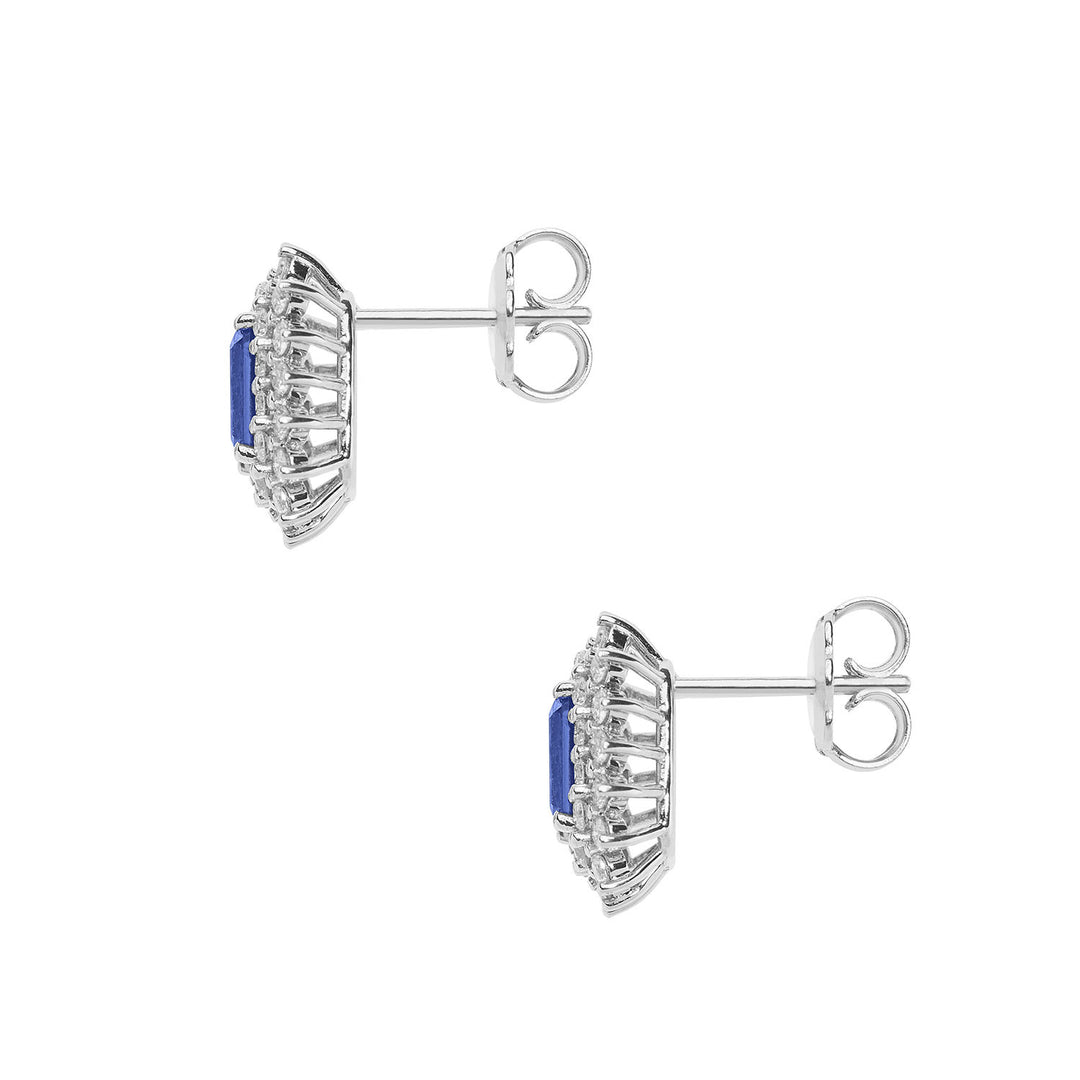 Comete-Goldohrringe mit achteckigen Diamanten und Saphiren ORB1058