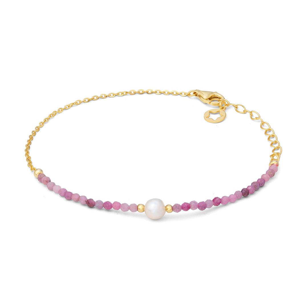 Comete Bracciale in argento 925‰ dorato con radice di rubino e perla BRA290