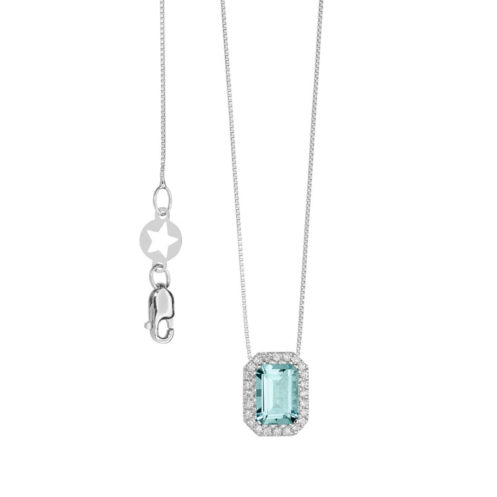 Comete Collana in Oro Diamanti e Acquamarina Ottagonale GLQ287