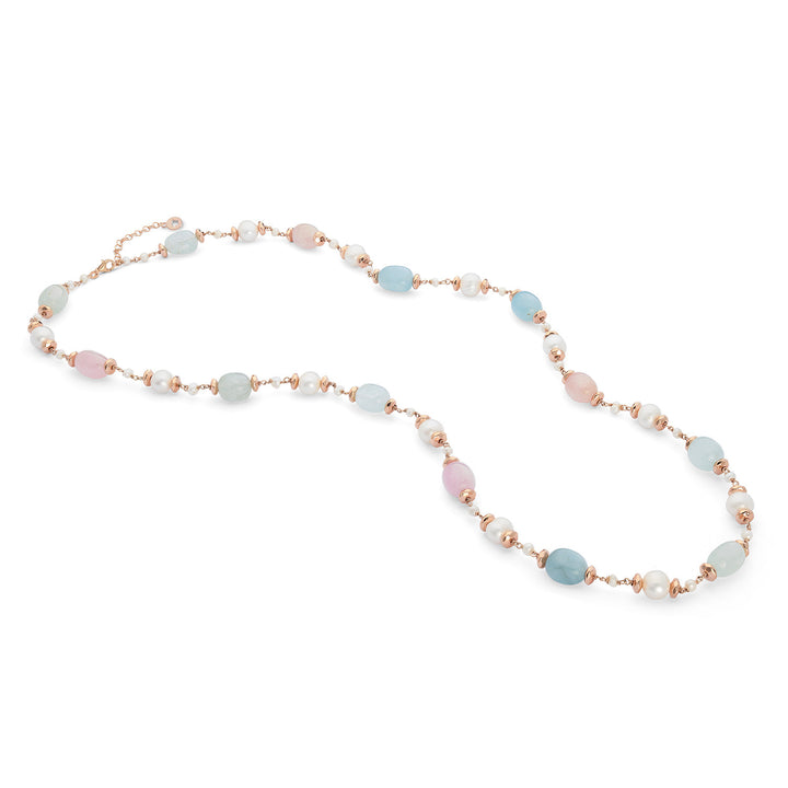 Comete Collana Argento 925‰ con Perle Acquadolce, Ematite rosè, morganite GLA282