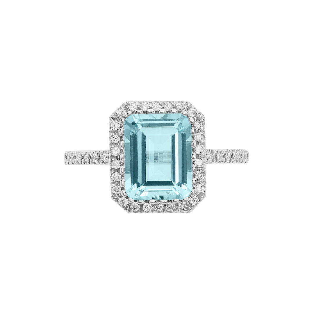 Comete Anello in Oro Diamanti e Acquamarina ottagonale ANQ339
