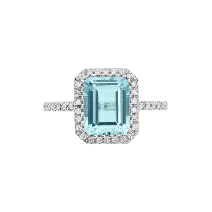 Comete Anello in Oro Diamanti e Acquamarina ottagonale ANQ339