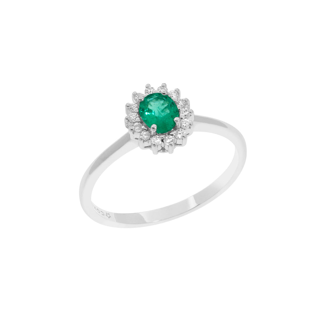 Comete Anello in Oro Diamanti e Smeraldo ovale ANB2574S3